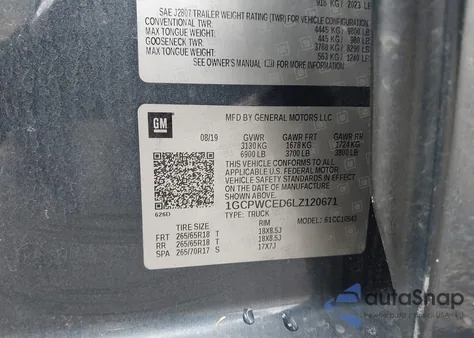 2020 Chevrolet Silverado 1500 2Wd Short Bed Lt z USA, uszkodzony, nr VIN 1GCPWCED6LZ120671